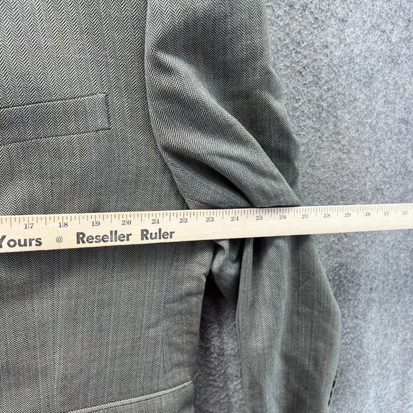 Lauren Ralph Lauren Blazer Men 46L Gray Herringbone Wool Two Button Classic Fit - Picture 3 of 10